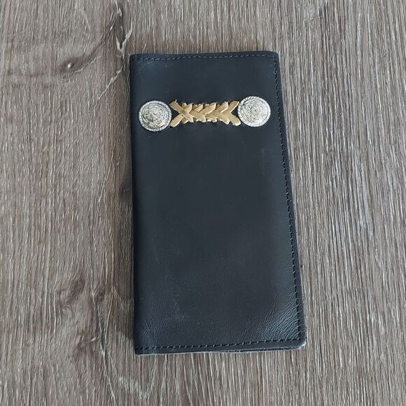 Black Leather Western Wallet with Conchos - Picture 1 of 5